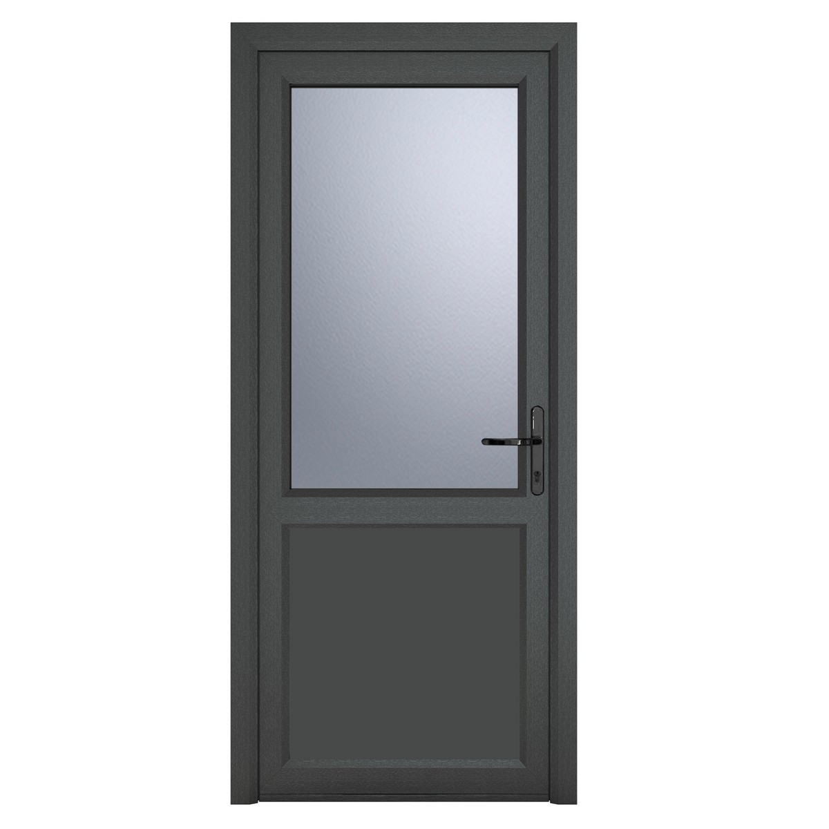 Crystal uPVC Open In Single Door (Left Hand) Half Glass/Half Panel890 x 2090mm Obscure - Grey External/White Internal Price Comparisons | Compare The Build