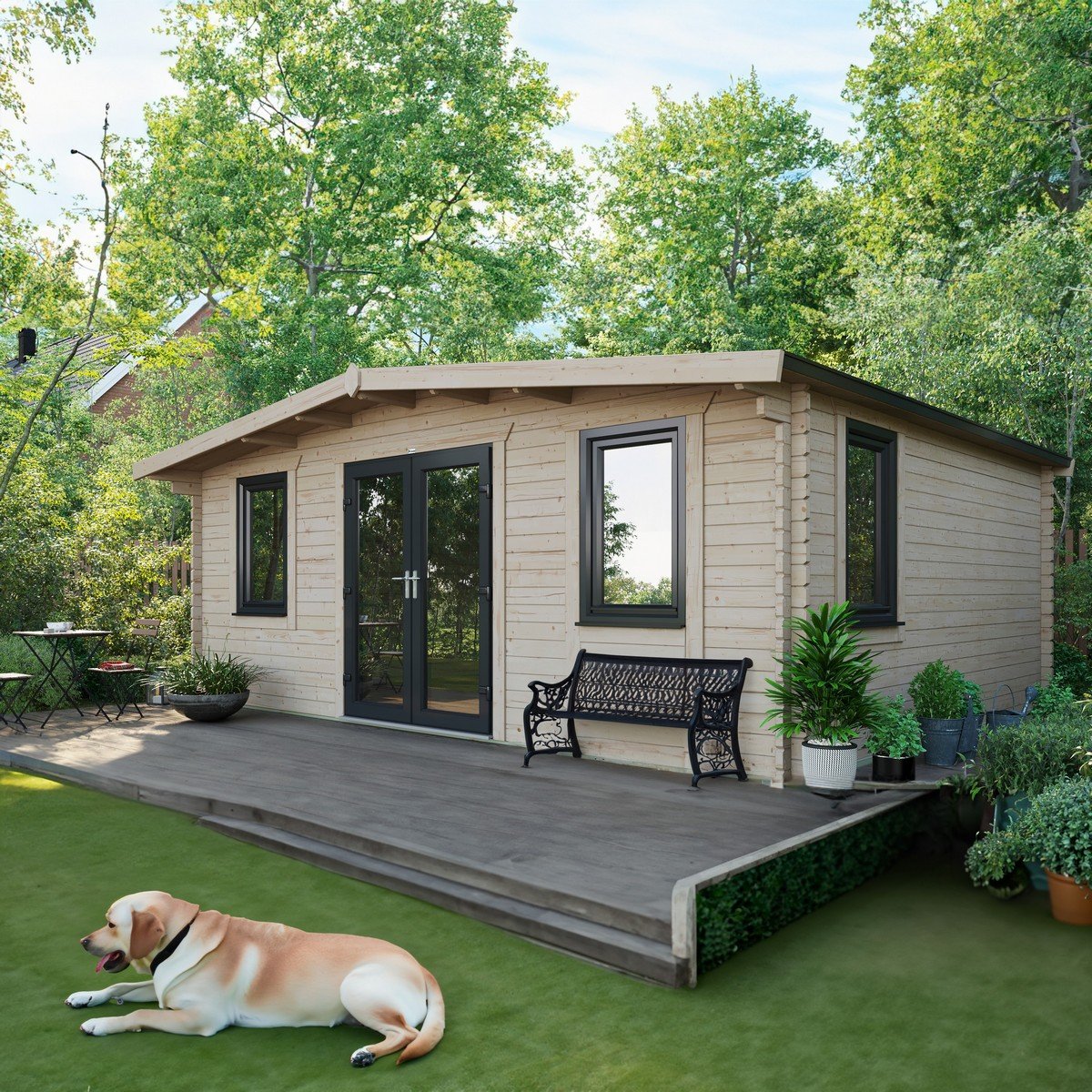 Powersheds Chalet Log Cabin 16ft x 20ft (Doors Central) 44mm Log Thickness Price Comparisons | Compare The Build