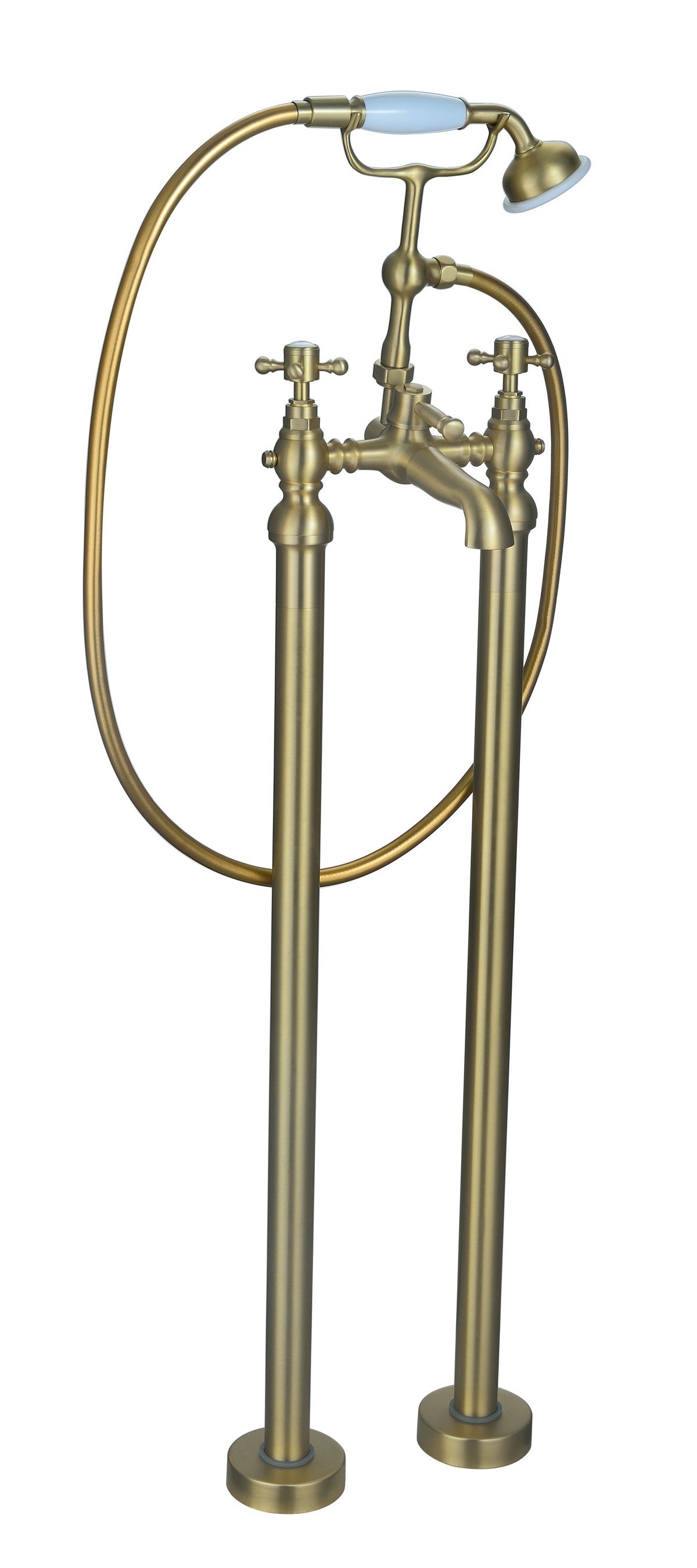 Gloucester Floor Standing Bath/Shower Mixer with Shower Kit - Brushed Brass Price Comparisons | Compare The Build