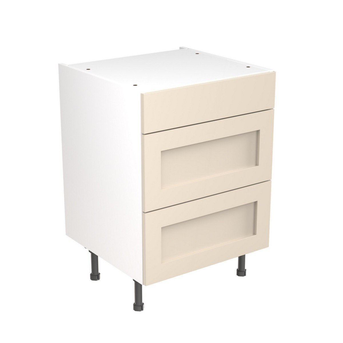 KitchenKit Flatpack Shaker 3 Drawer Base Cabinet 600mm - Ultra Matt Cashmere Price Comparisons | Compare The Build