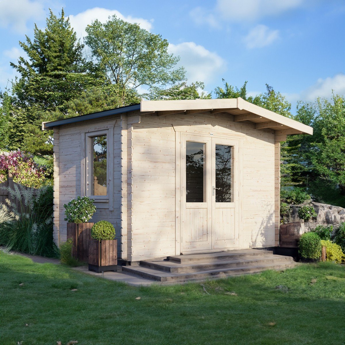 Powersheds Chalet Log Cabin 8ft x 14ft (Doors Central) 28mm Log Thickness Price Comparisons | Compare The Build