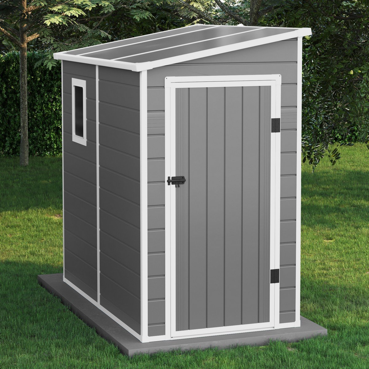 Lotus Veritas Lean-To Plastic Garden Shed with Floor - 6x4ft - Light Grey Price Comparisons | Compare The Build