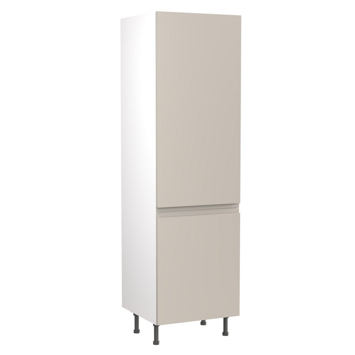 KitchenKit Flatpack J-Pull Tall Larder Cabinet 600mm - Super Gloss Light Grey Price Comparisons | Compare The Build