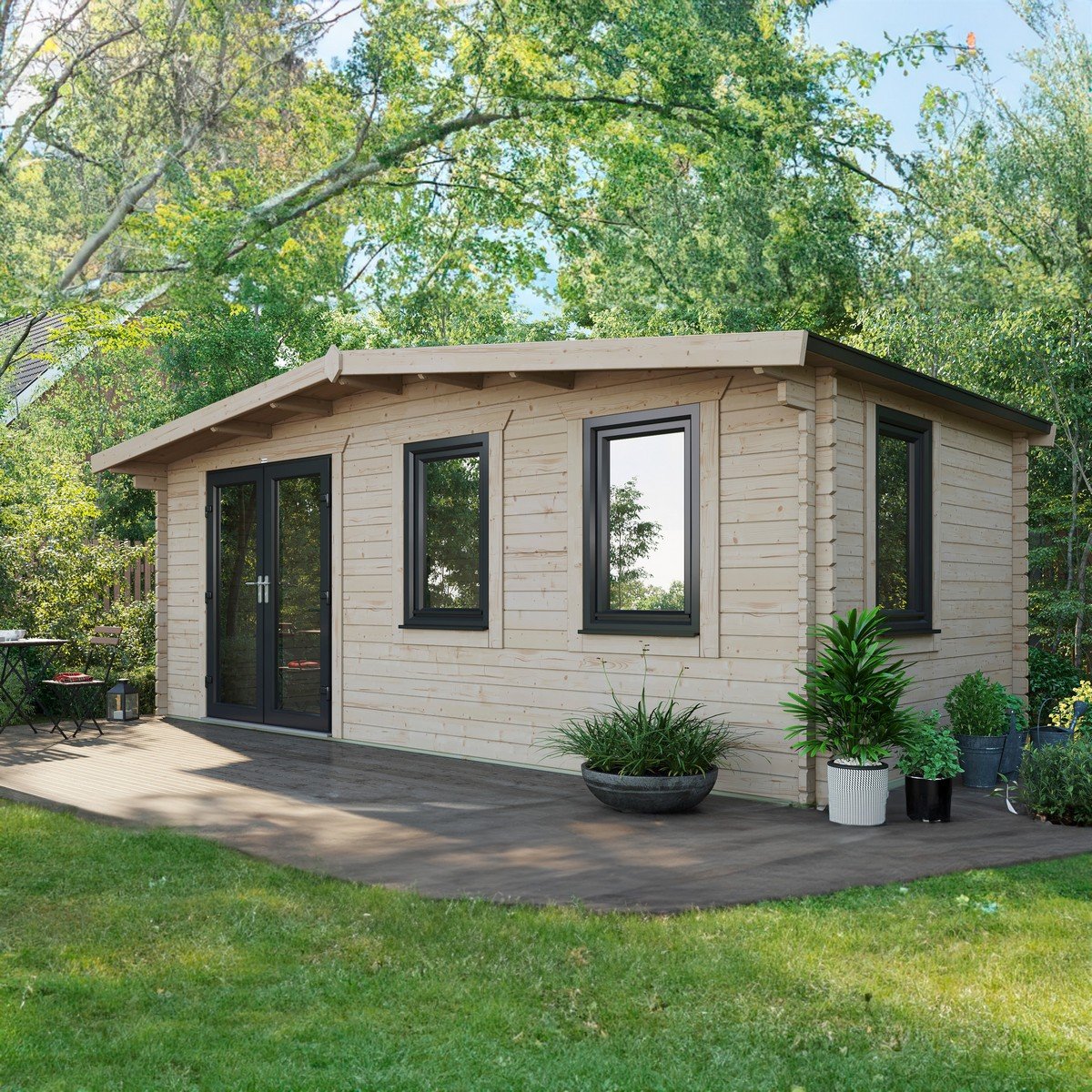 Powersheds Chalet Log Cabin 10ft x 20ft (Doors to Left) 44mm Log Thickness Price Comparisons | Compare The Build