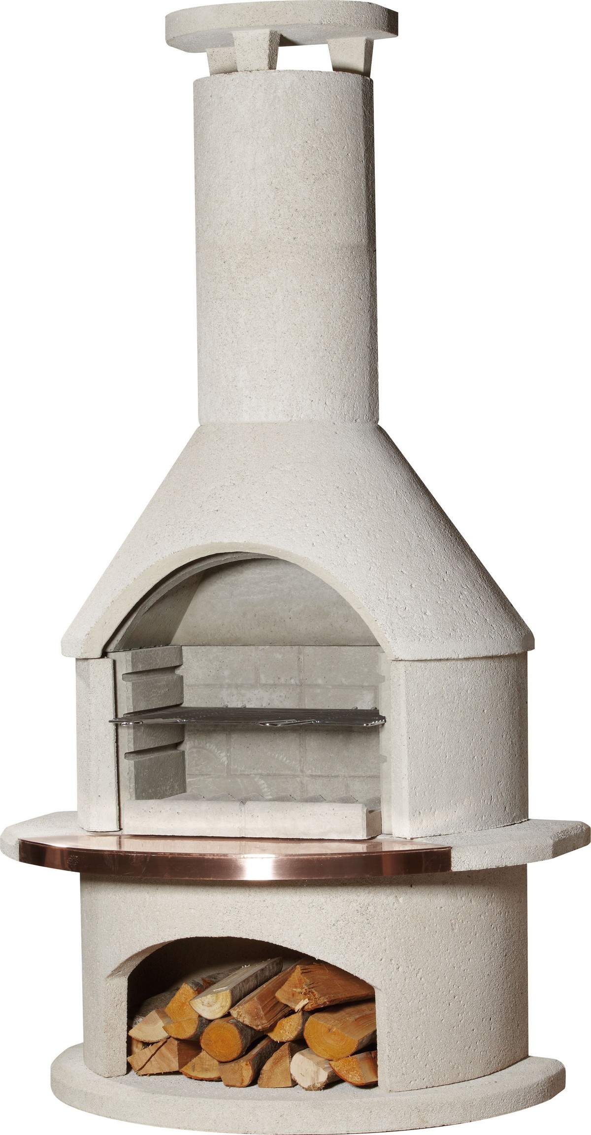 Buschbeck Rondo Masonry Barbecue - White & Copper (208x120x70cm)