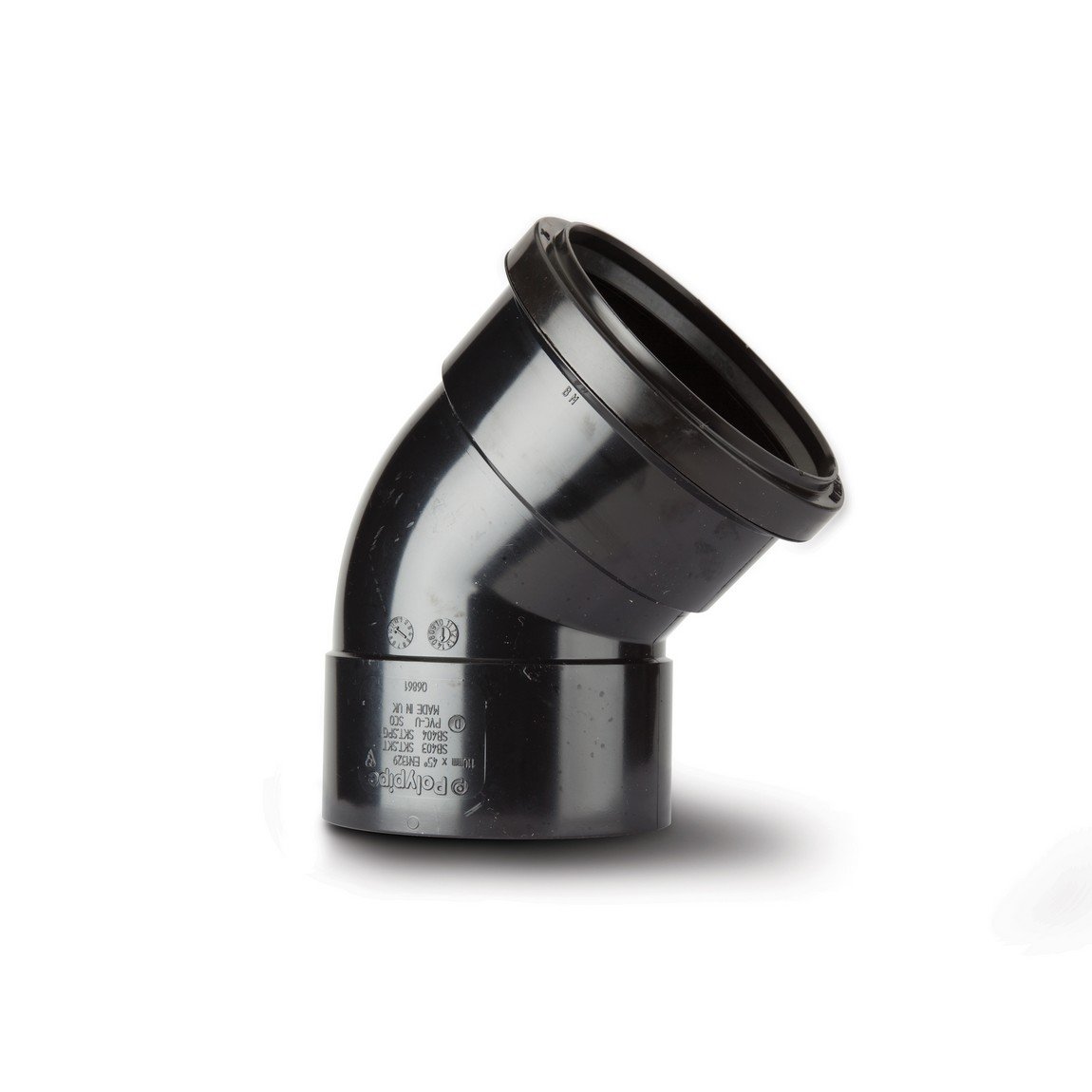 Polypipe 110mm Soil 135deg Offset Bend  Double Socket (Ring Seal x Solvent)  Black   SB403B Price Comparisons | Compare The Build