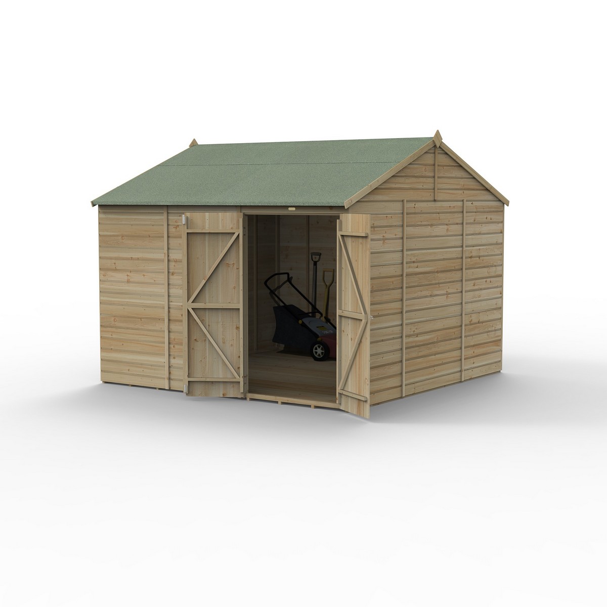 Forest Beckwood Reverse Apex Shed - Double Door, Windowless - 10ft x 10ft (Installed) Price Comparisons | Compare The Build