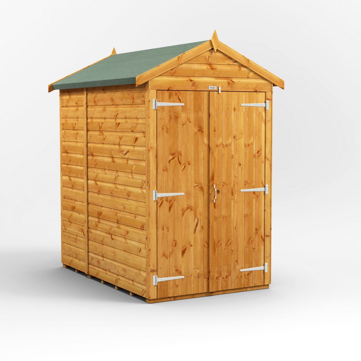 Powersheds Apex Roof Windowless Double Door Garden Shed 6ft x 4ft - Golden Brown Price Comparisons | Compare The Build