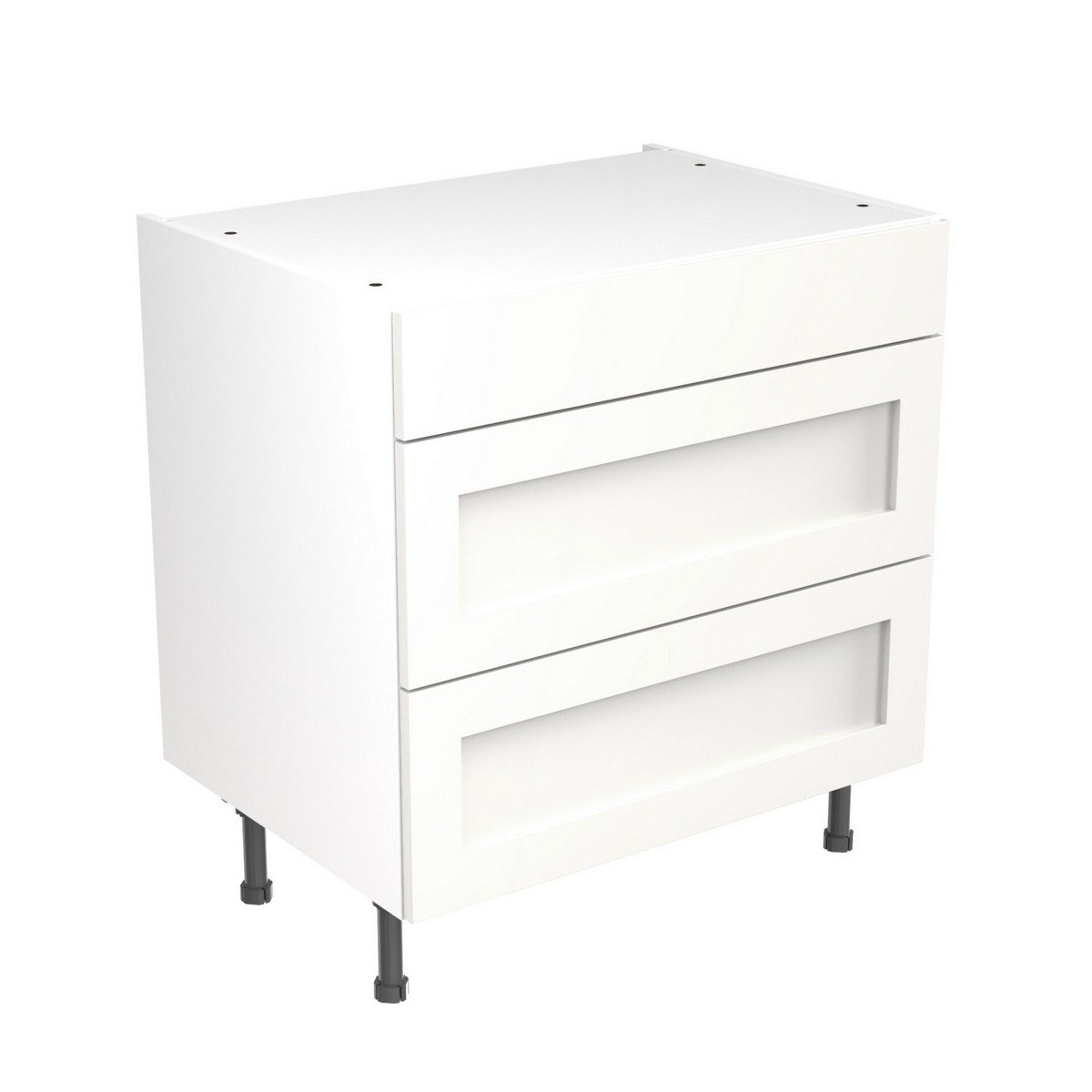 KitchenKit Flatpack Shaker 3 Drawer Base Cabinet 800mm - Ultra Matt White Price Comparisons | Compare The Build
