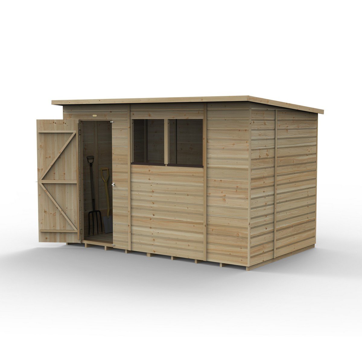 Forest Beckwood Pent Shed - Single Door, 2 Windows - 10ft x 6ft (Installed) Price Comparisons | Compare The Build