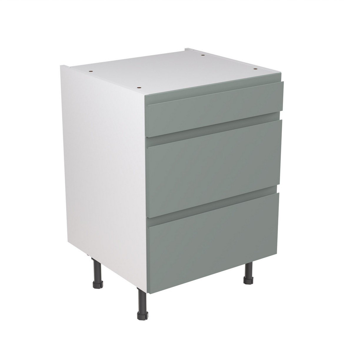 KitchenKit Flatpack J-Pull 3 Drawer Base Cabinet 600mm - Ultra Matt Sage Green Price Comparisons | Compare The Build