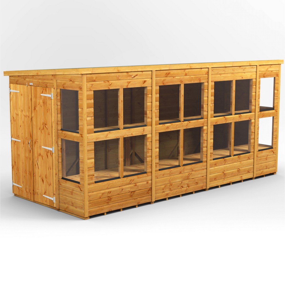 Powersheds Pent Roof Double Door Potting Shed 14ft x 6ft - Golden Brown Price Comparisons | Compare The Build