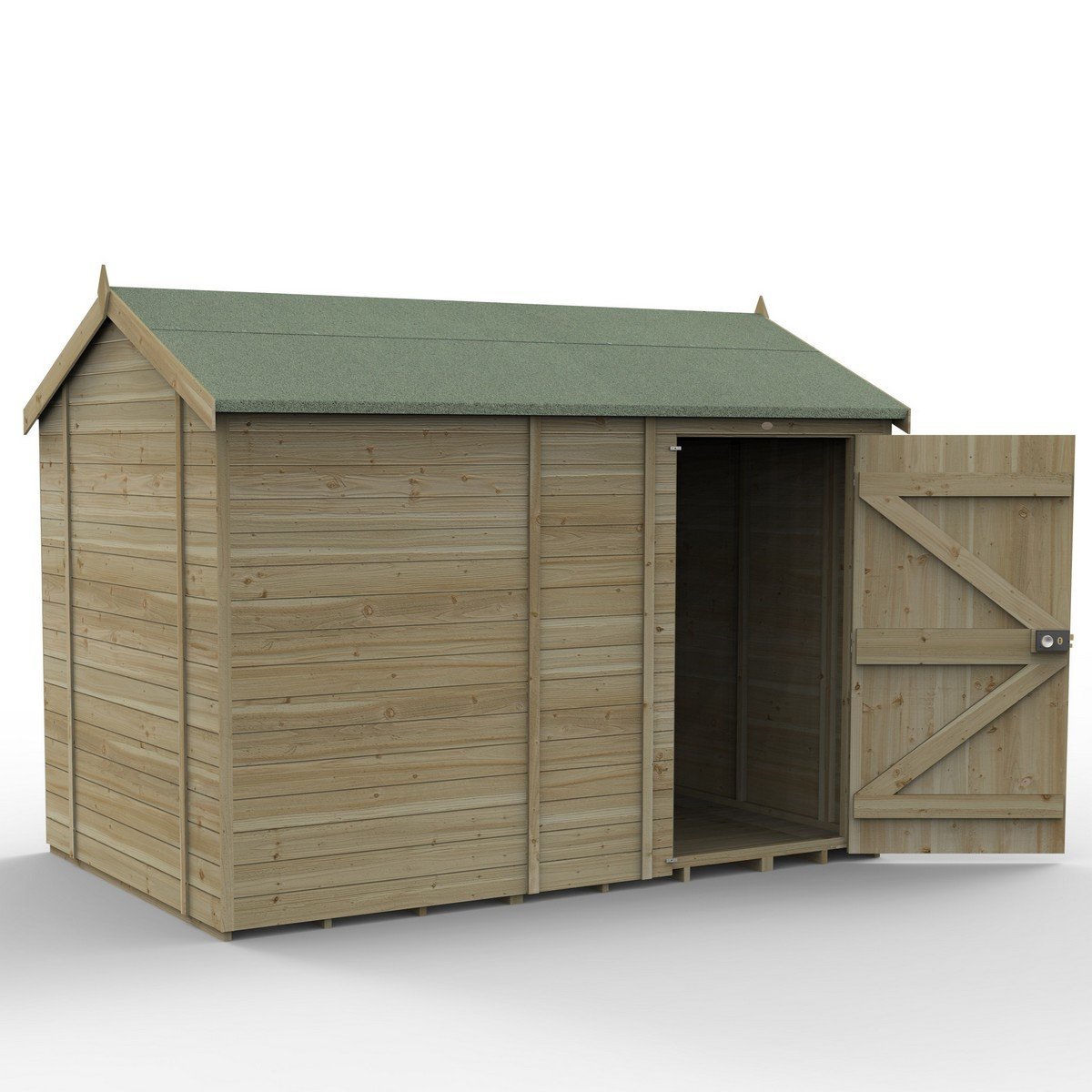 Forest Timberdale Reverse Apex Shed - Single Door, Windowless - 10ft x 6ft (Installed) Price Comparisons | Compare The Build